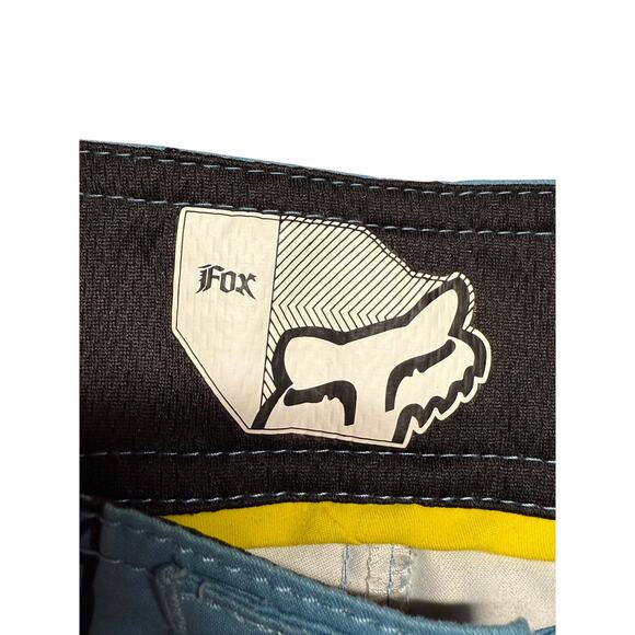 Vintage Y2K FOX MZ Turquoise and Black Board Surfer Drawstring Shorts Size 34 - Picture 6 of 6